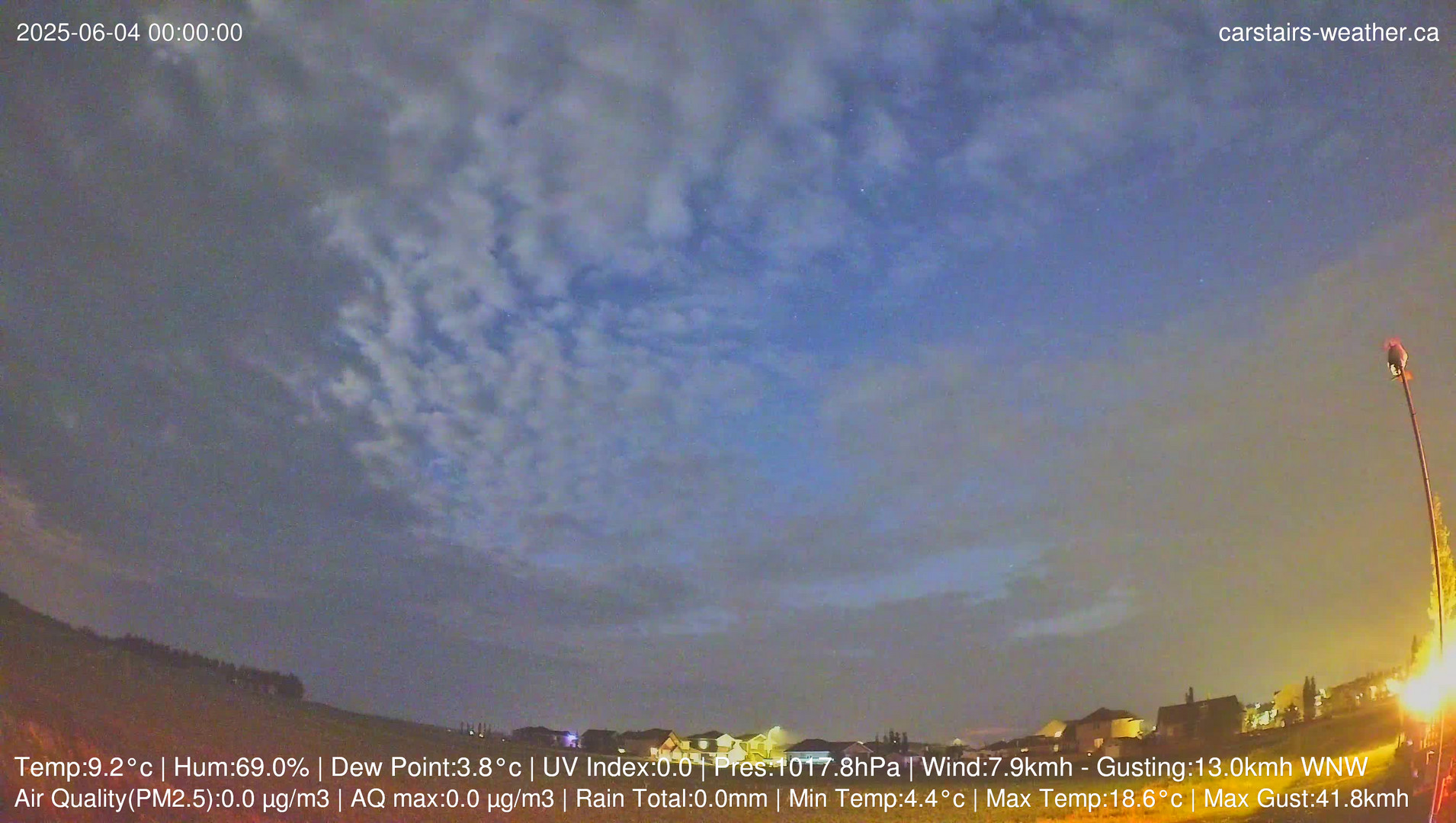 time-lapse frame, Carstairs Sky Cam webcam