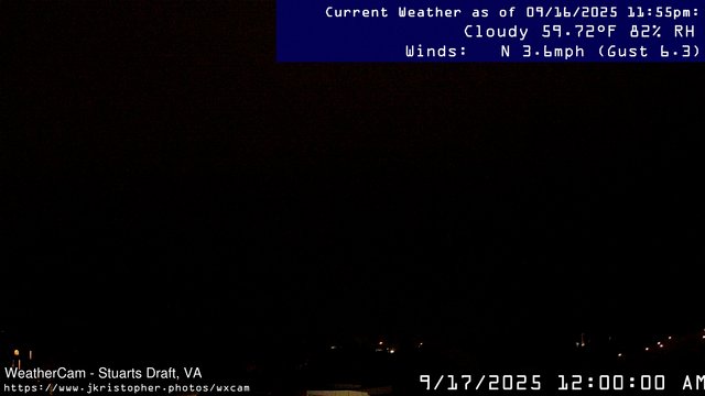 time-lapse frame, Stuarts Draft, VA webcam
