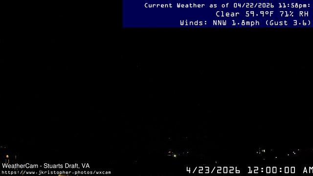 time-lapse frame, Stuarts Draft, VA webcam