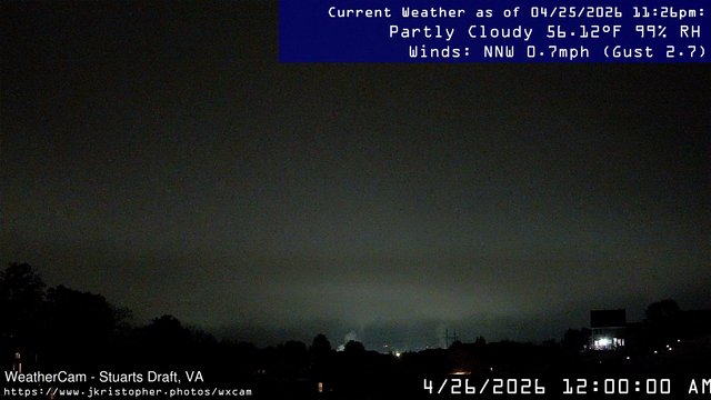 time-lapse frame, Stuarts Draft, VA webcam