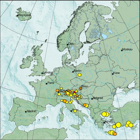 time-lapse frame, Erdbeben Europa webcam