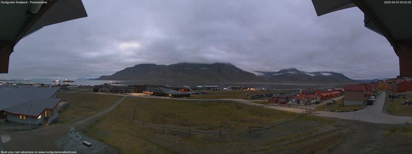 time-lapse frame, Hurtigruten Svalbard - Hiorthfjellet webcam