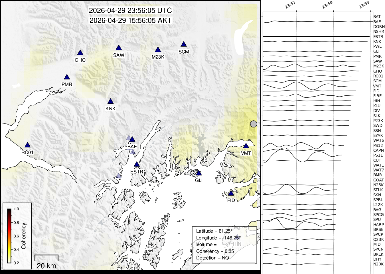time-lapse frame, Barry Arm seismic energy webcam