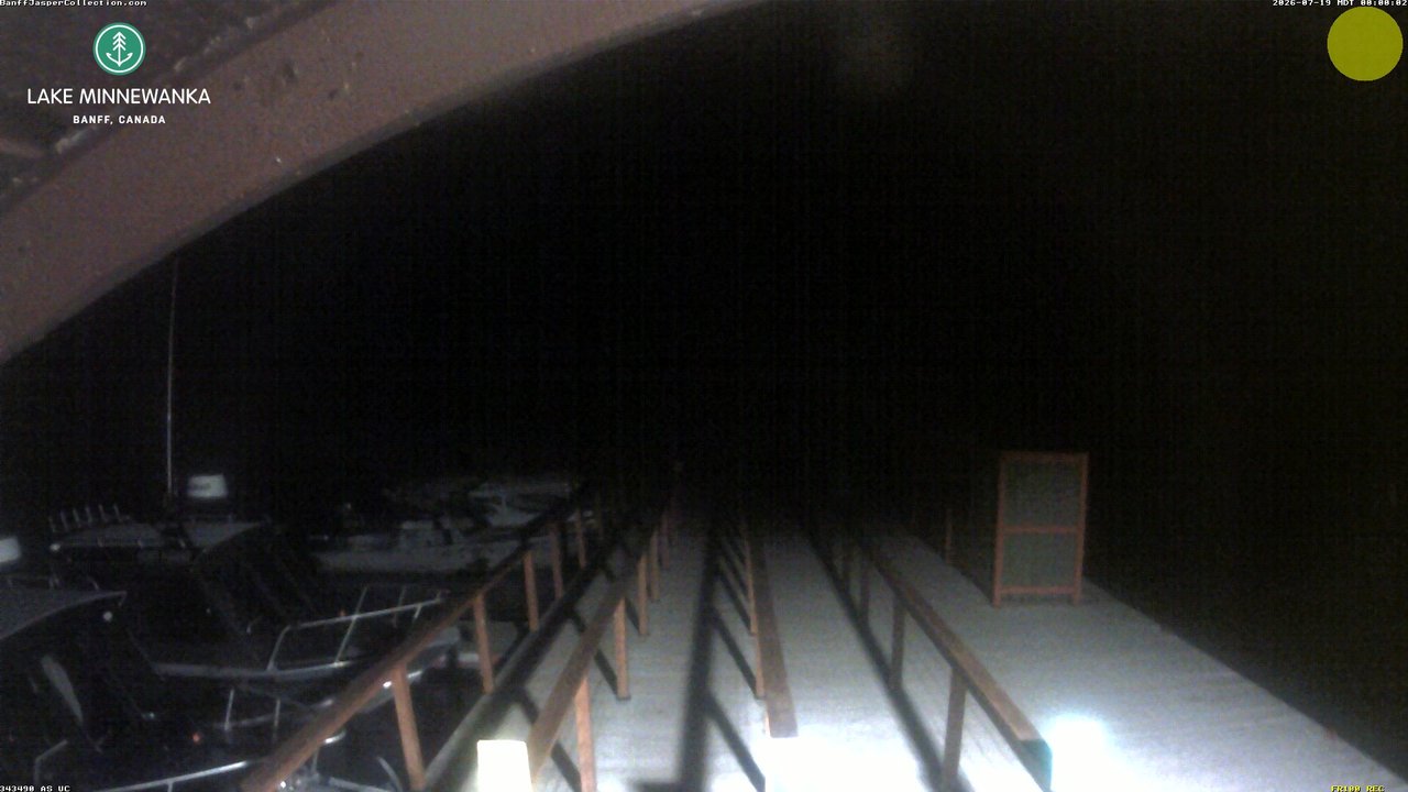 time-lapse frame, Lake Minnewanka webcam