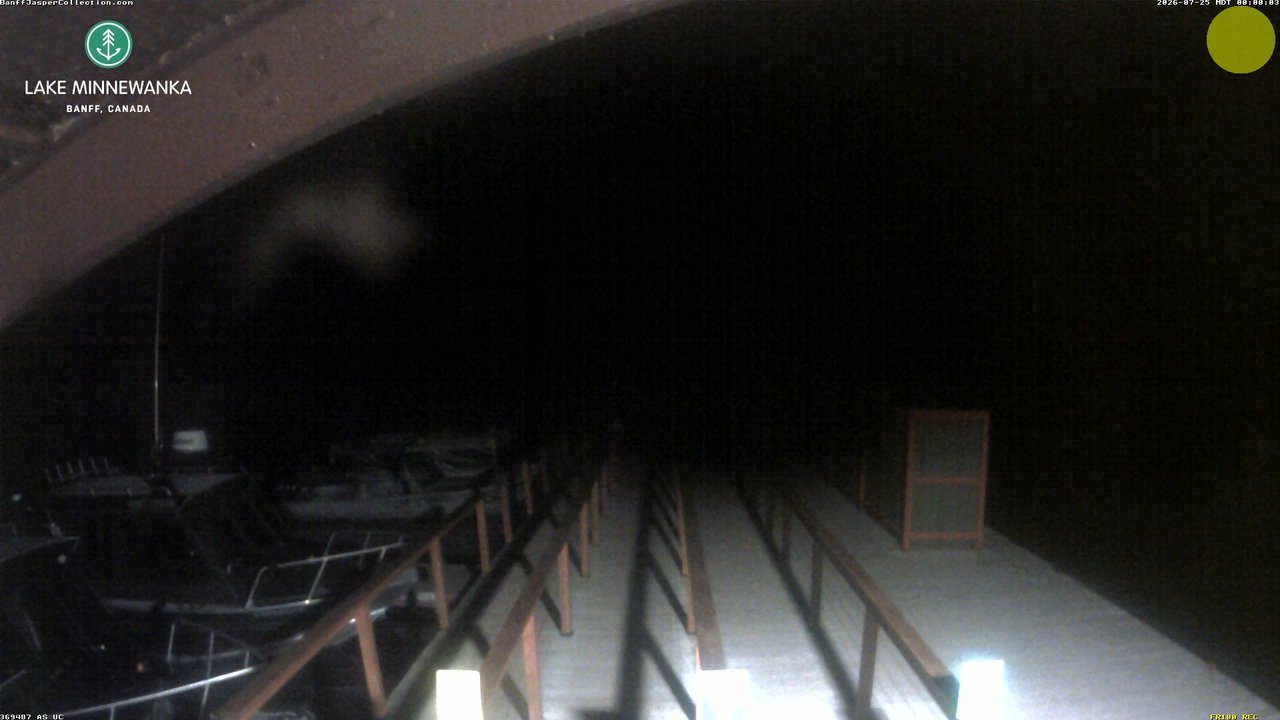 time-lapse frame, Lake Minnewanka webcam