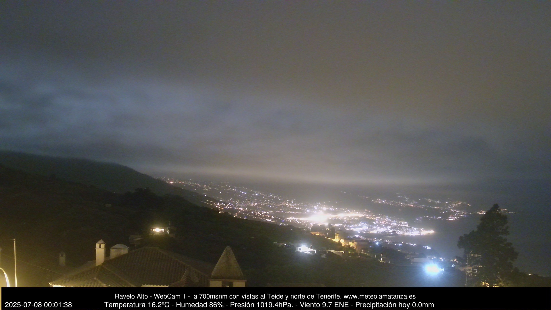 time-lapse frame, MeteoRavelo- Visión N de Tenerife webcam