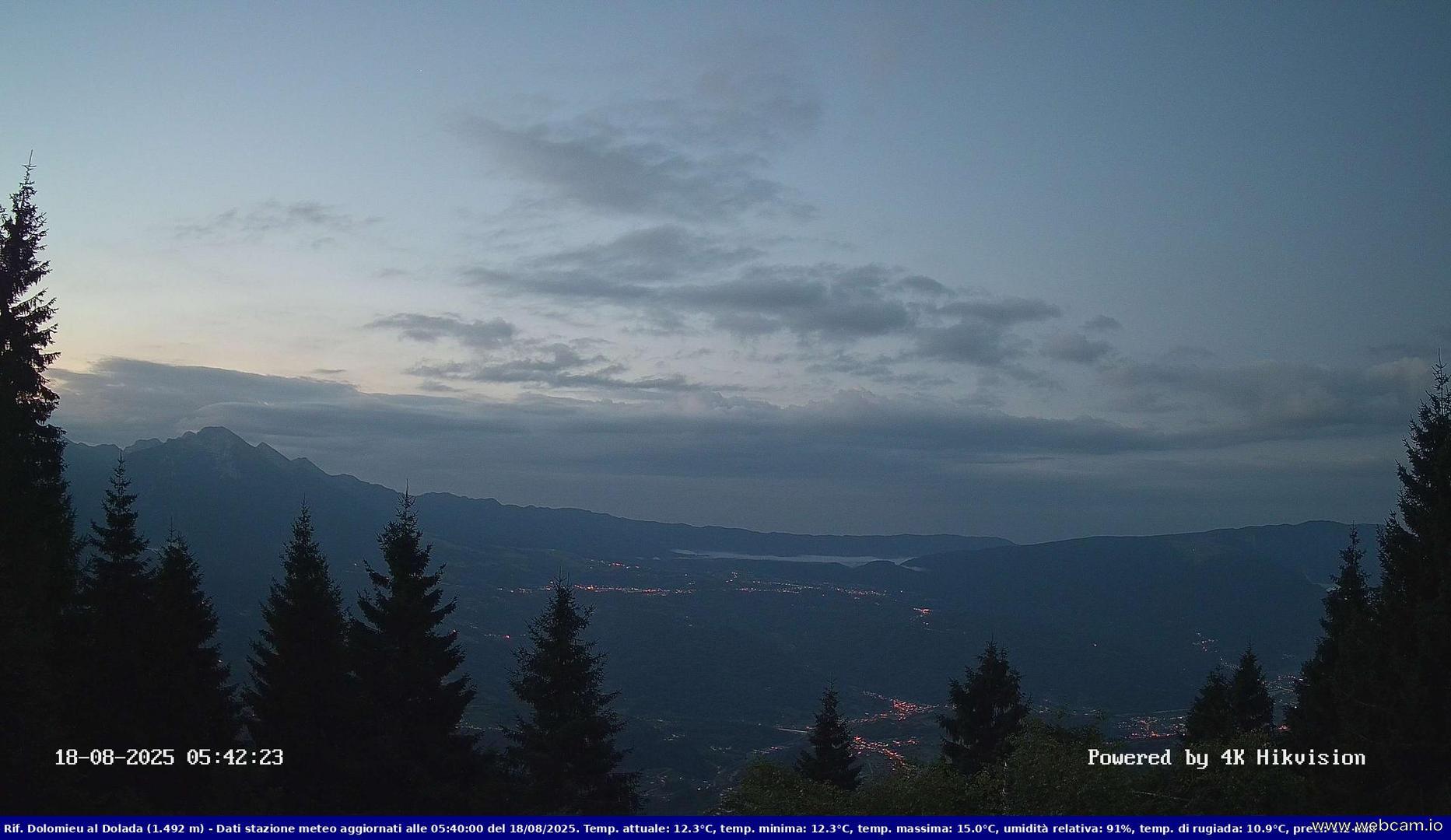 time-lapse frame, Rifugio Dolomieu al Dolada 1492m webcam