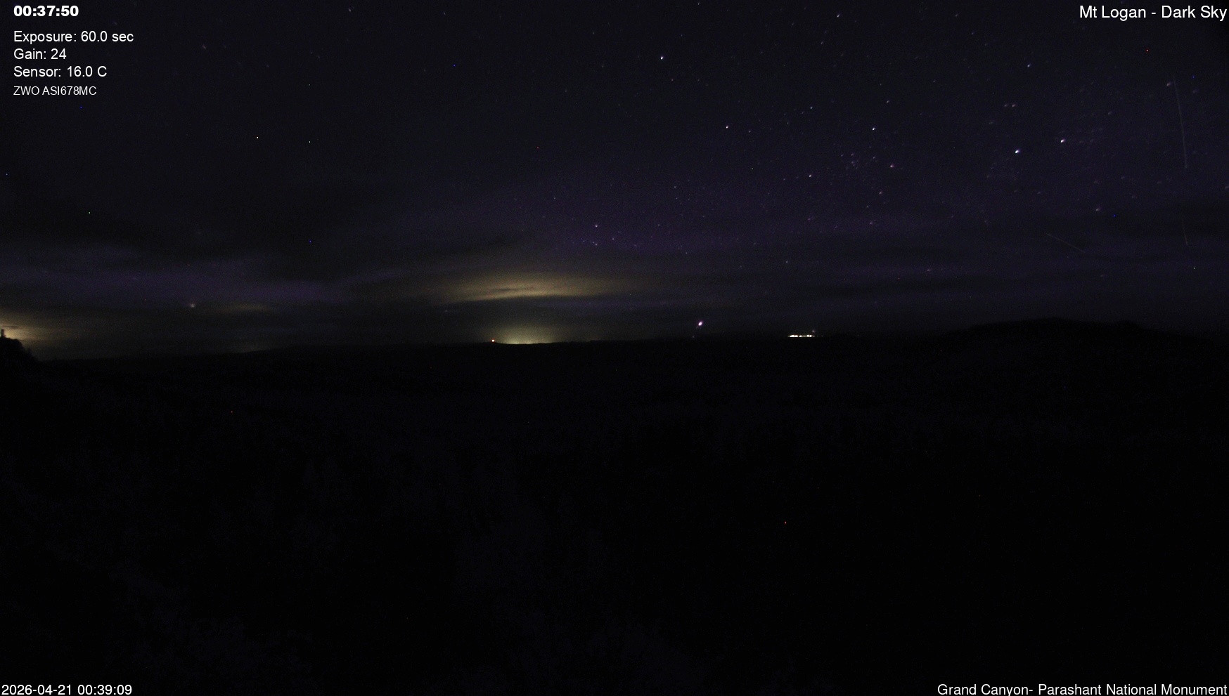 time-lapse frame, Mt Logan - Dark Sky webcam