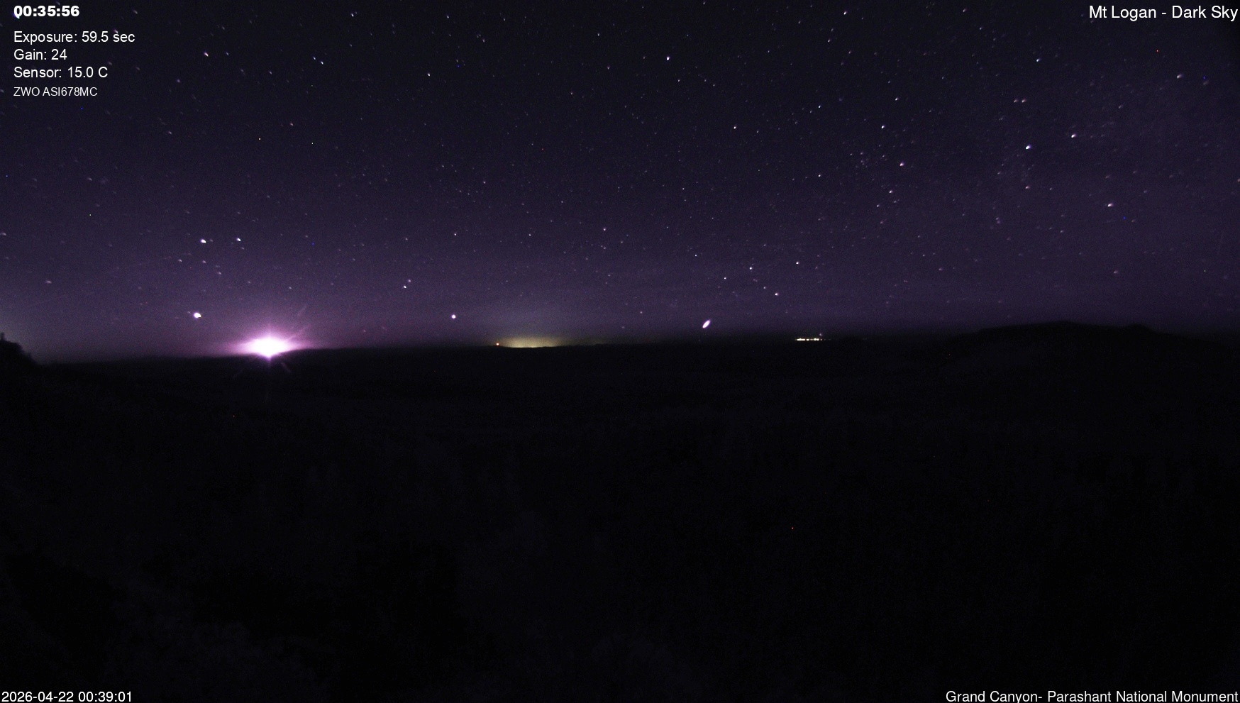 time-lapse frame, Mt Logan - Dark Sky webcam