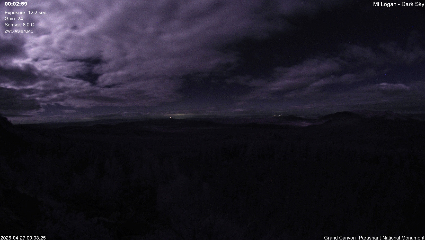time-lapse frame, Mt Logan - Dark Sky webcam