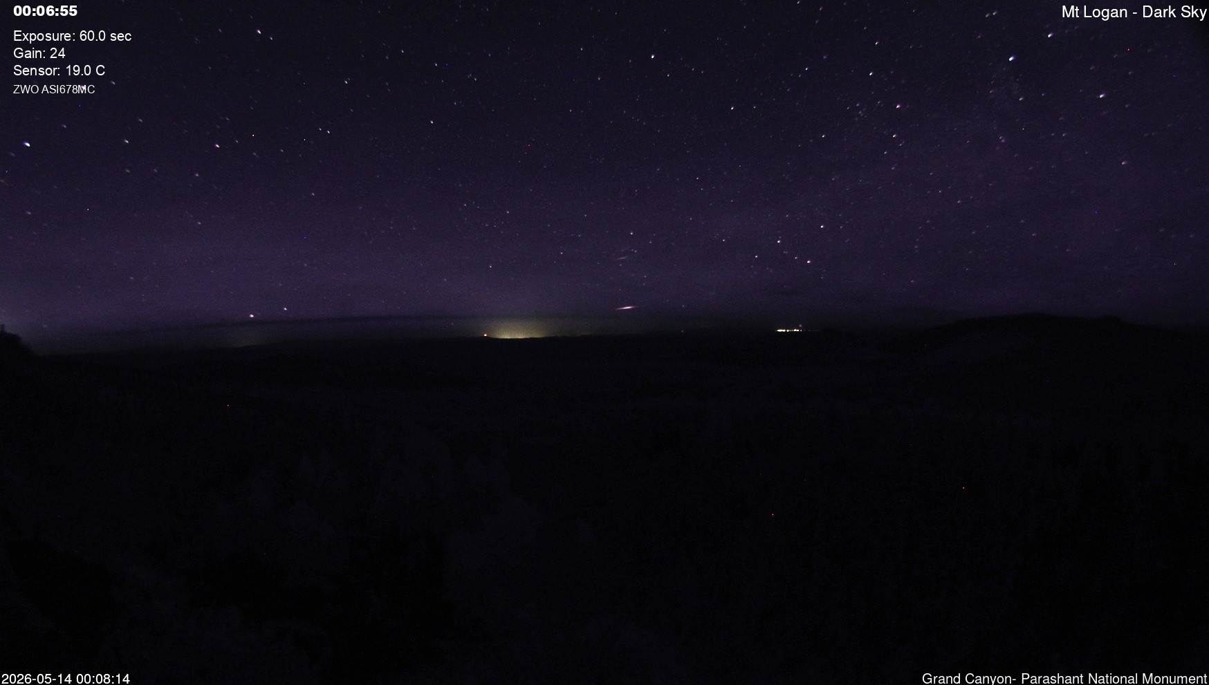 time-lapse frame, Mt Logan - Dark Sky webcam