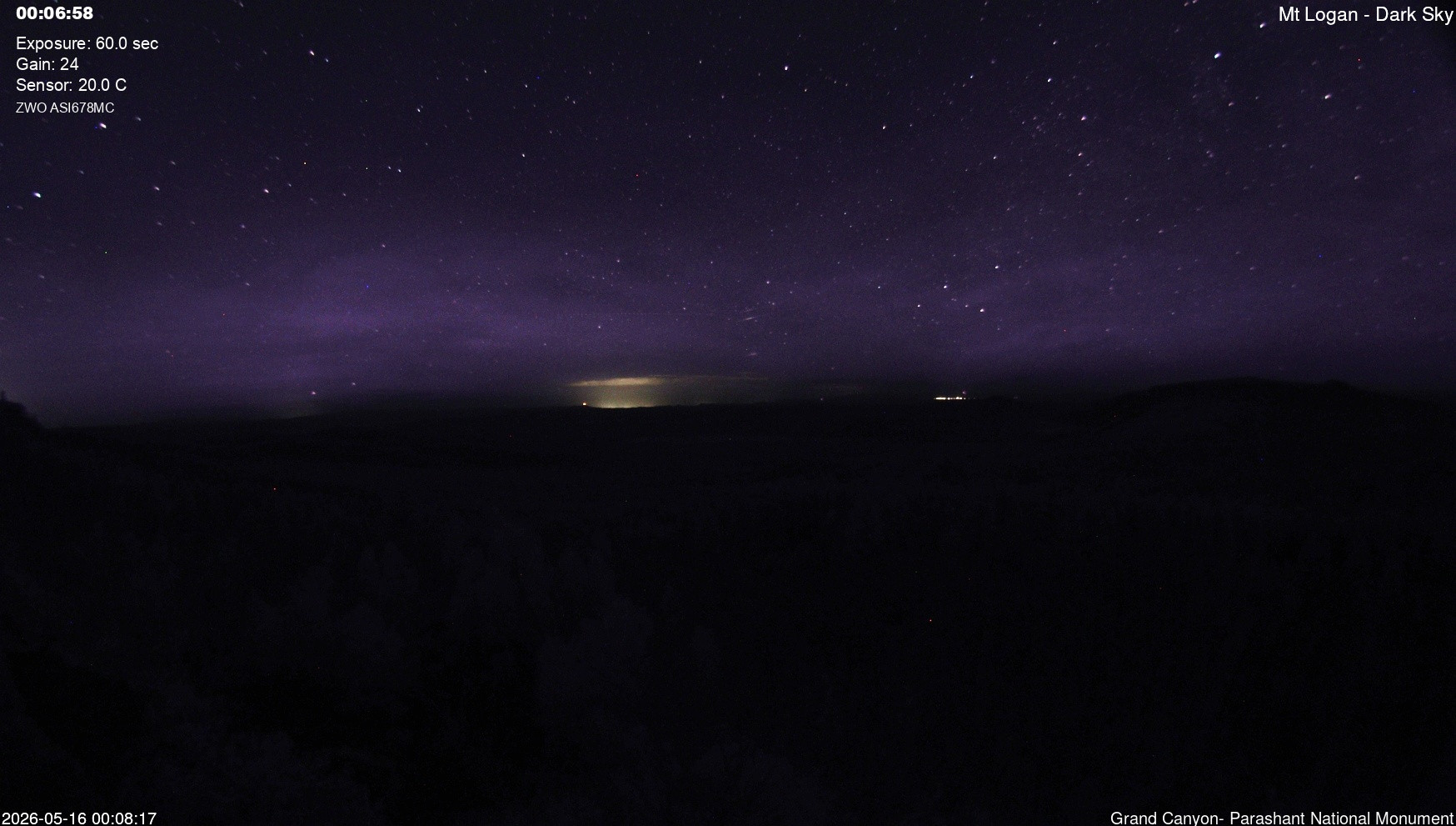 time-lapse frame, Mt Logan - Dark Sky webcam