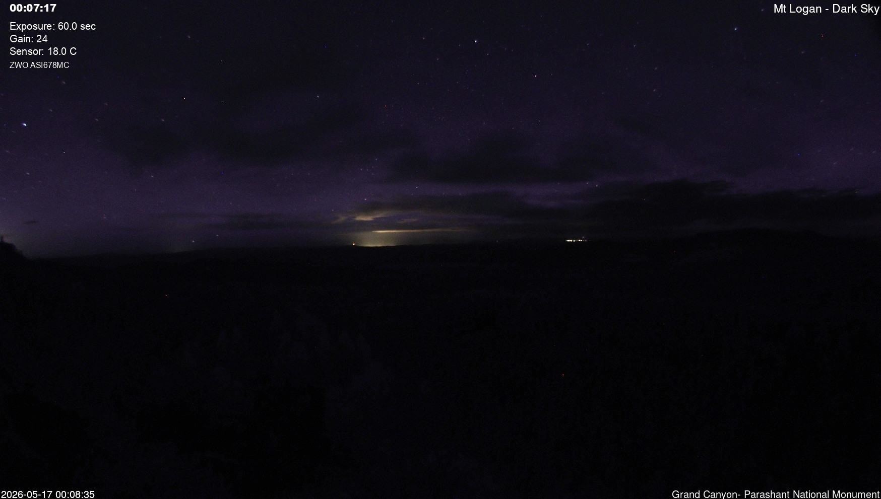 time-lapse frame, Mt Logan - Dark Sky webcam