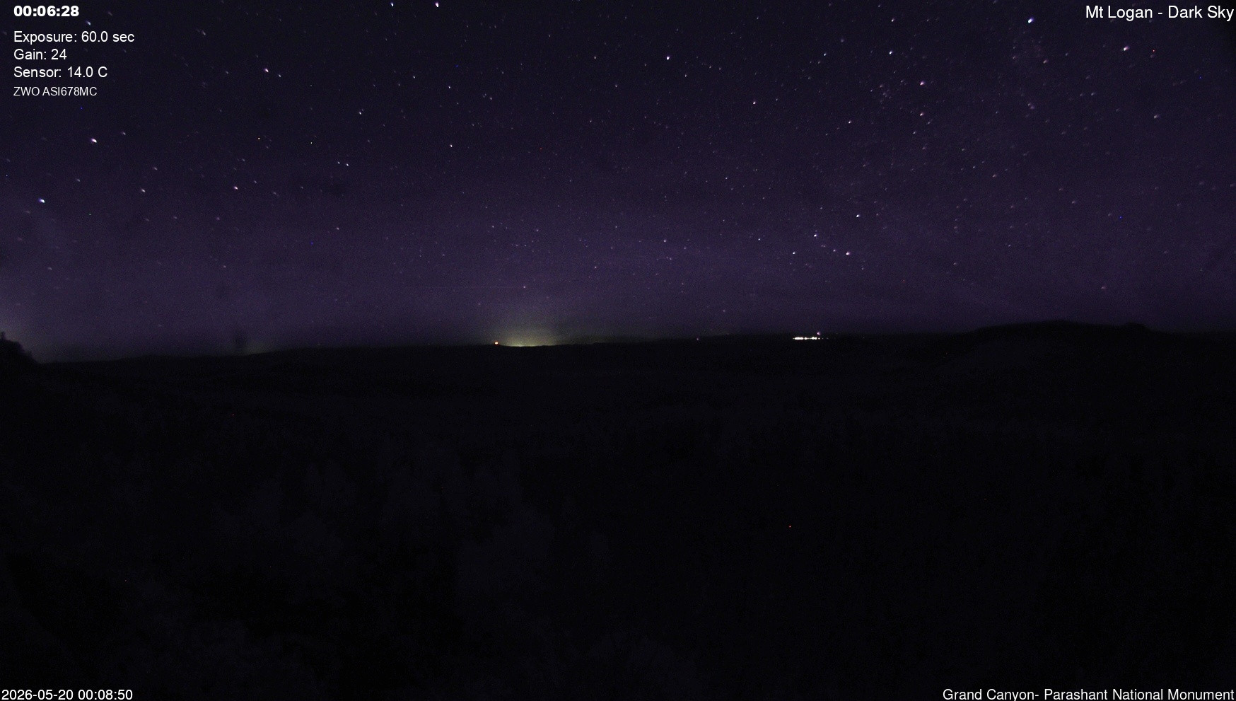 time-lapse frame, Mt Logan - Dark Sky webcam