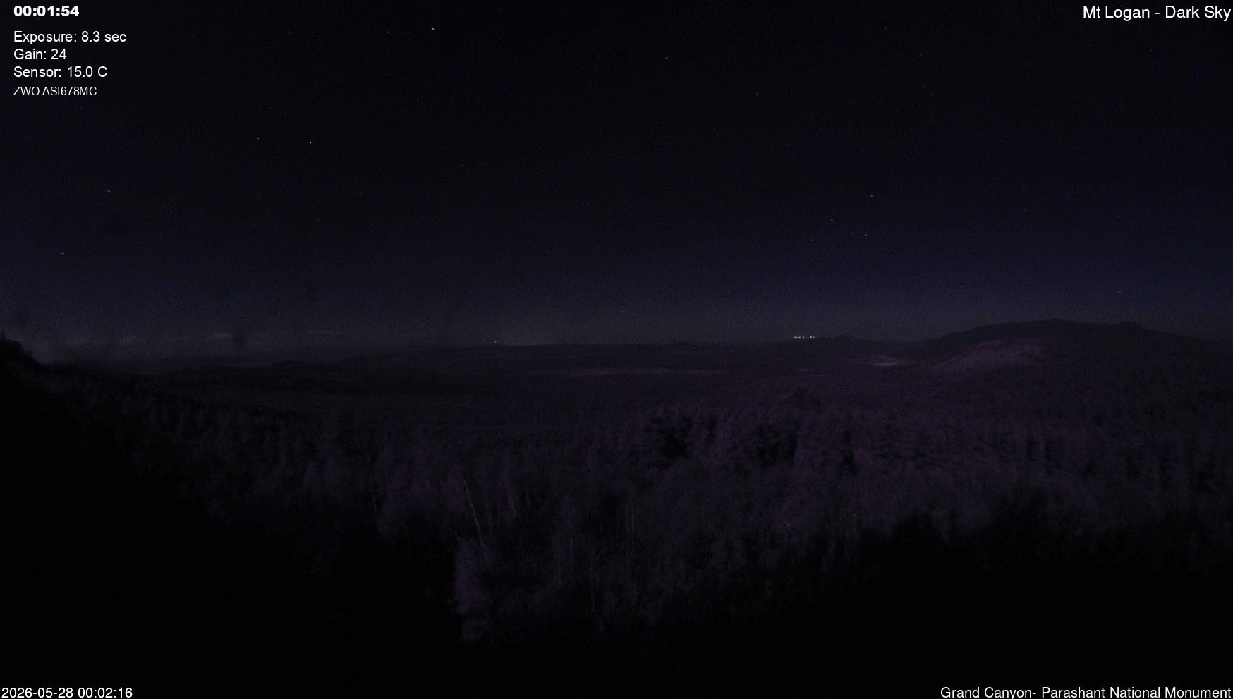 time-lapse frame, Mt Logan - Dark Sky webcam