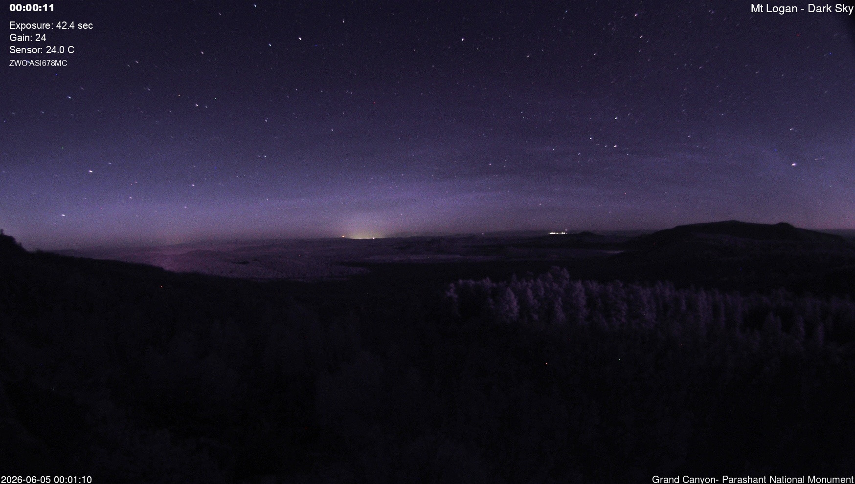 time-lapse frame, Mt Logan - Dark Sky webcam