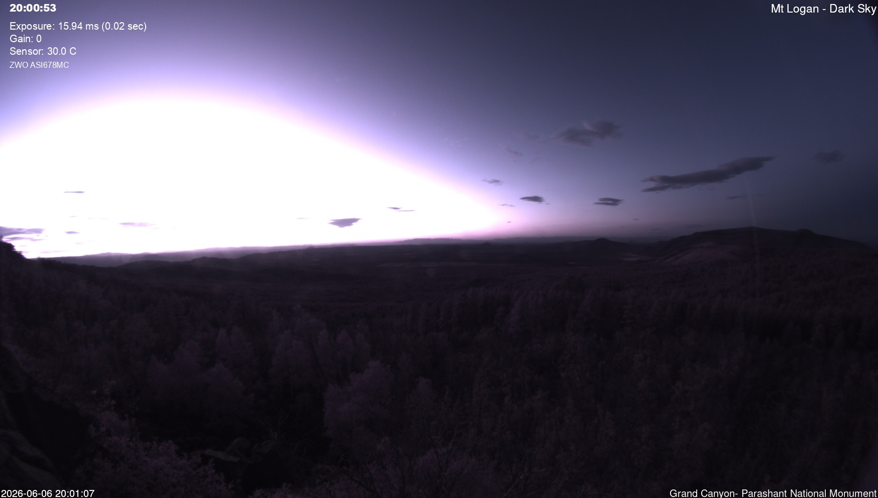 time-lapse frame, Mt Logan - Dark Sky webcam