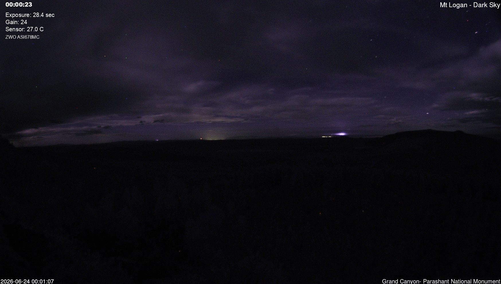 time-lapse frame, Mt Logan - Dark Sky webcam