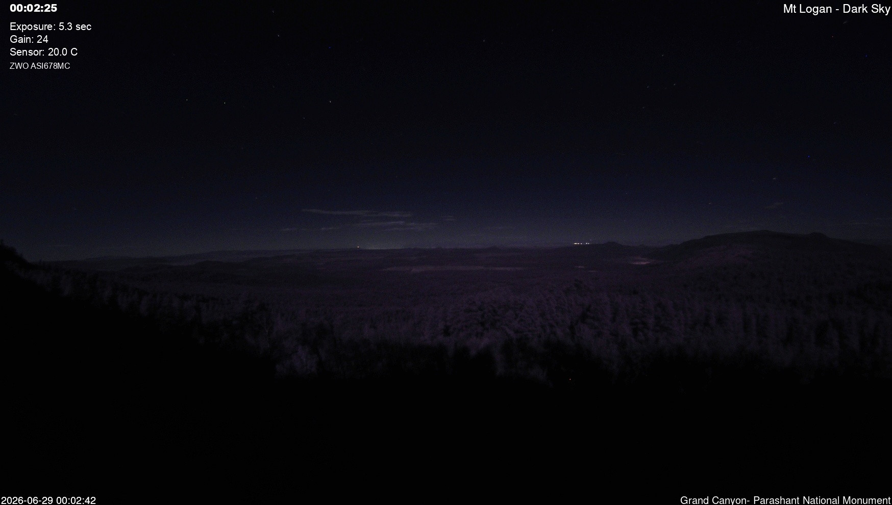 time-lapse frame, Mt Logan - Dark Sky webcam