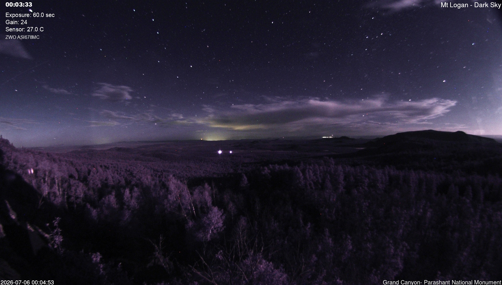 time-lapse frame, Mt Logan - Dark Sky webcam