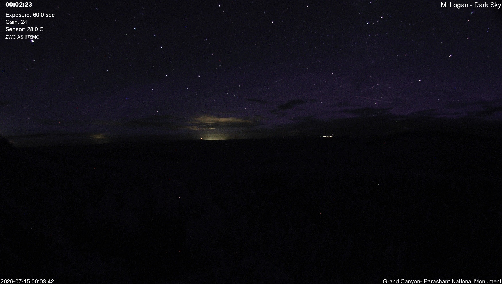 time-lapse frame, Mt Logan - Dark Sky webcam