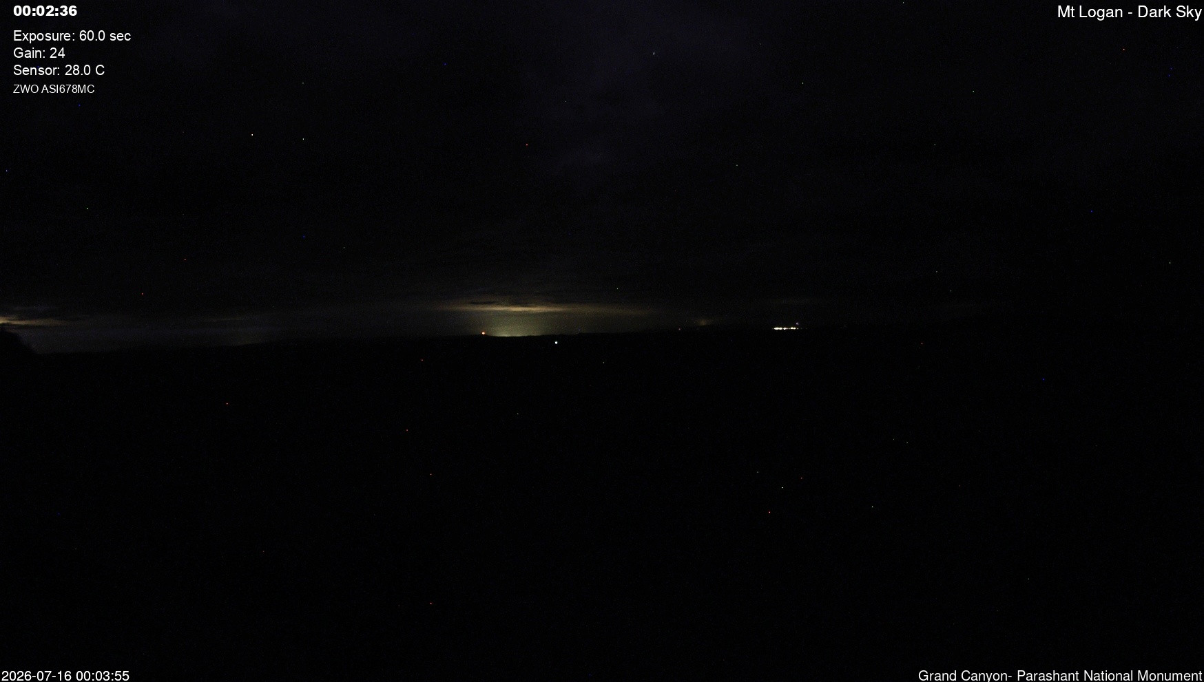 time-lapse frame, Mt Logan - Dark Sky webcam
