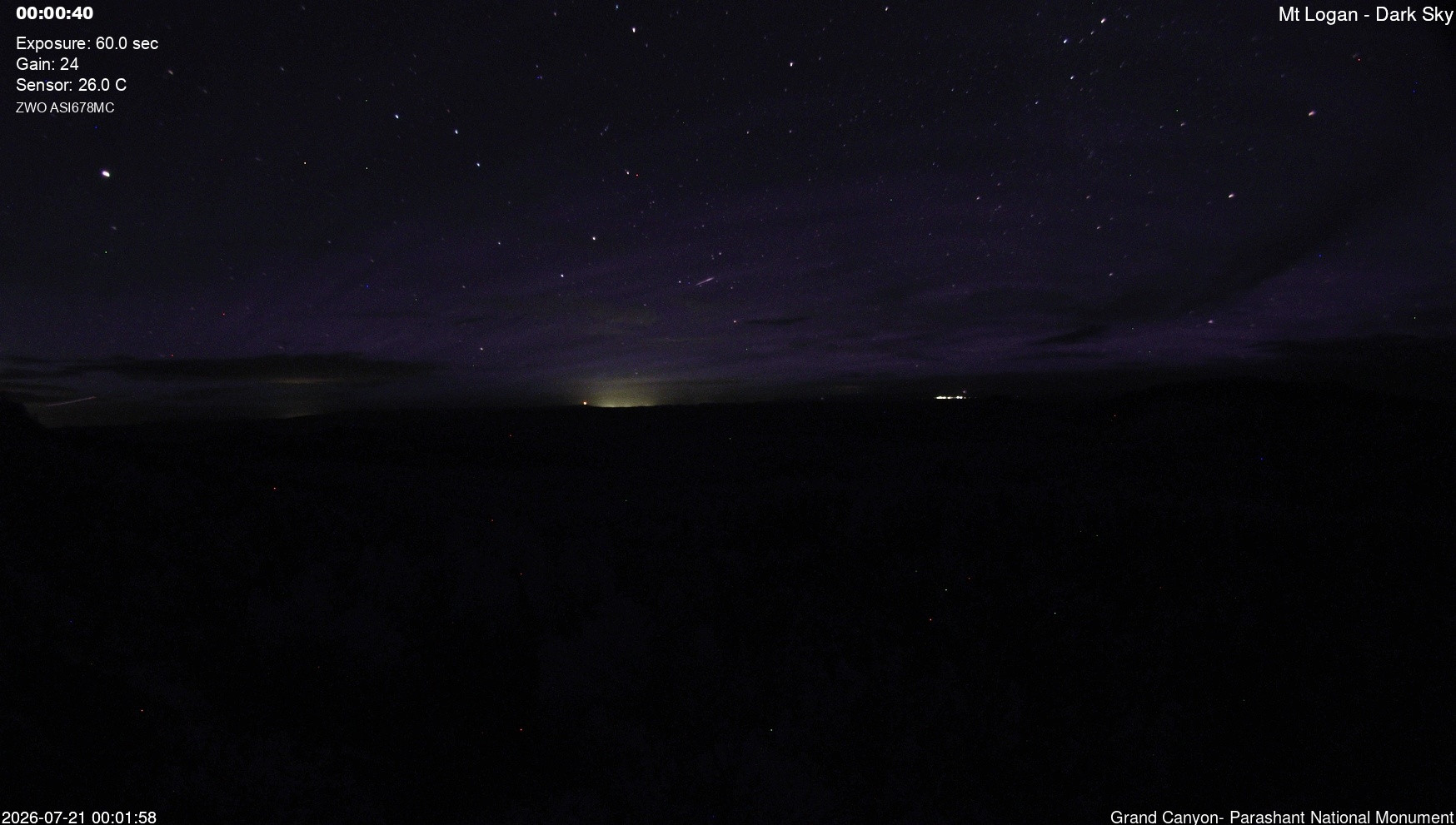 time-lapse frame, Mt Logan - Dark Sky webcam