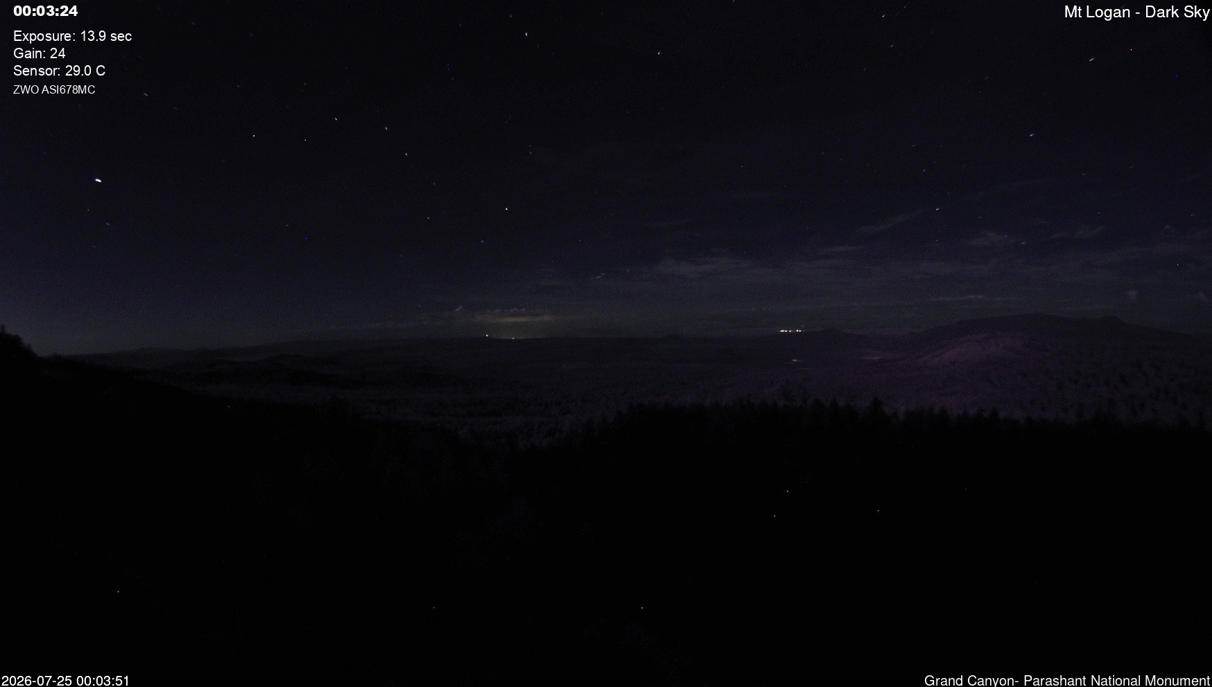 time-lapse frame, Mt Logan - Dark Sky webcam