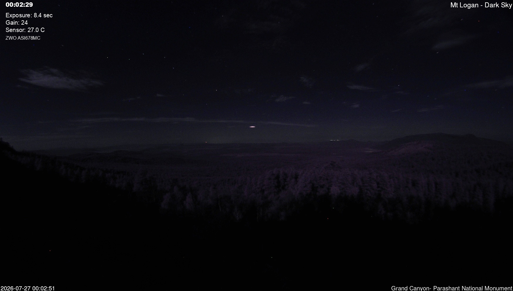 time-lapse frame, Mt Logan - Dark Sky webcam