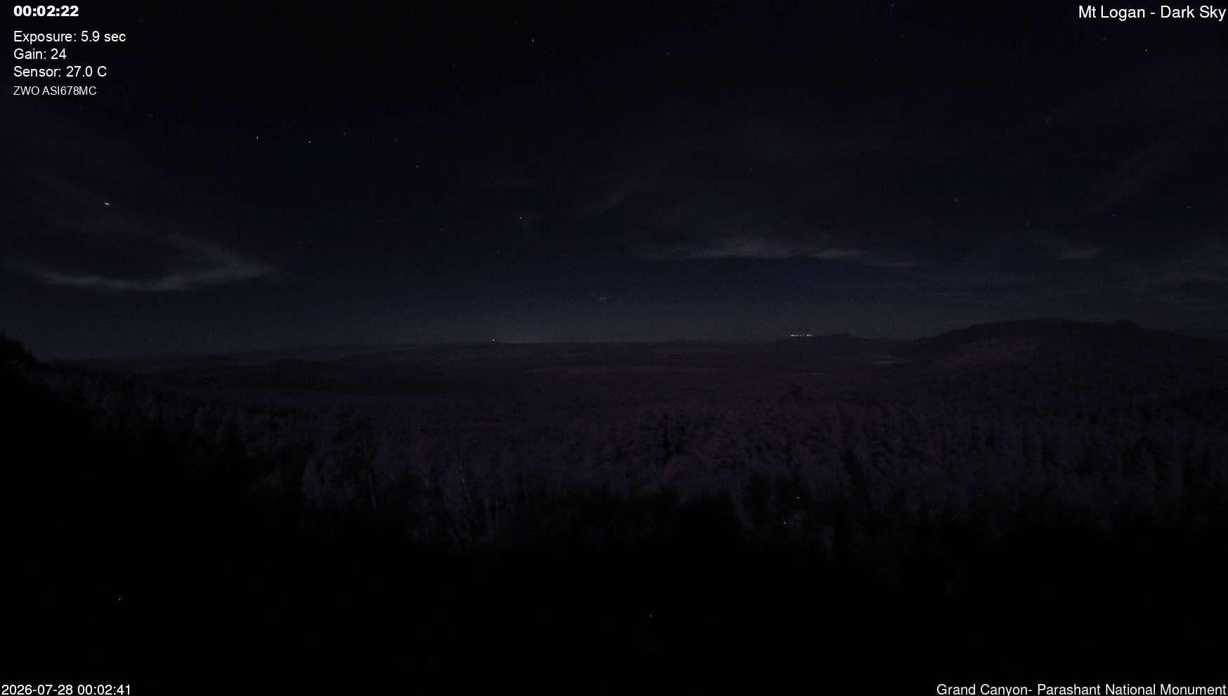 time-lapse frame, Mt Logan - Dark Sky webcam