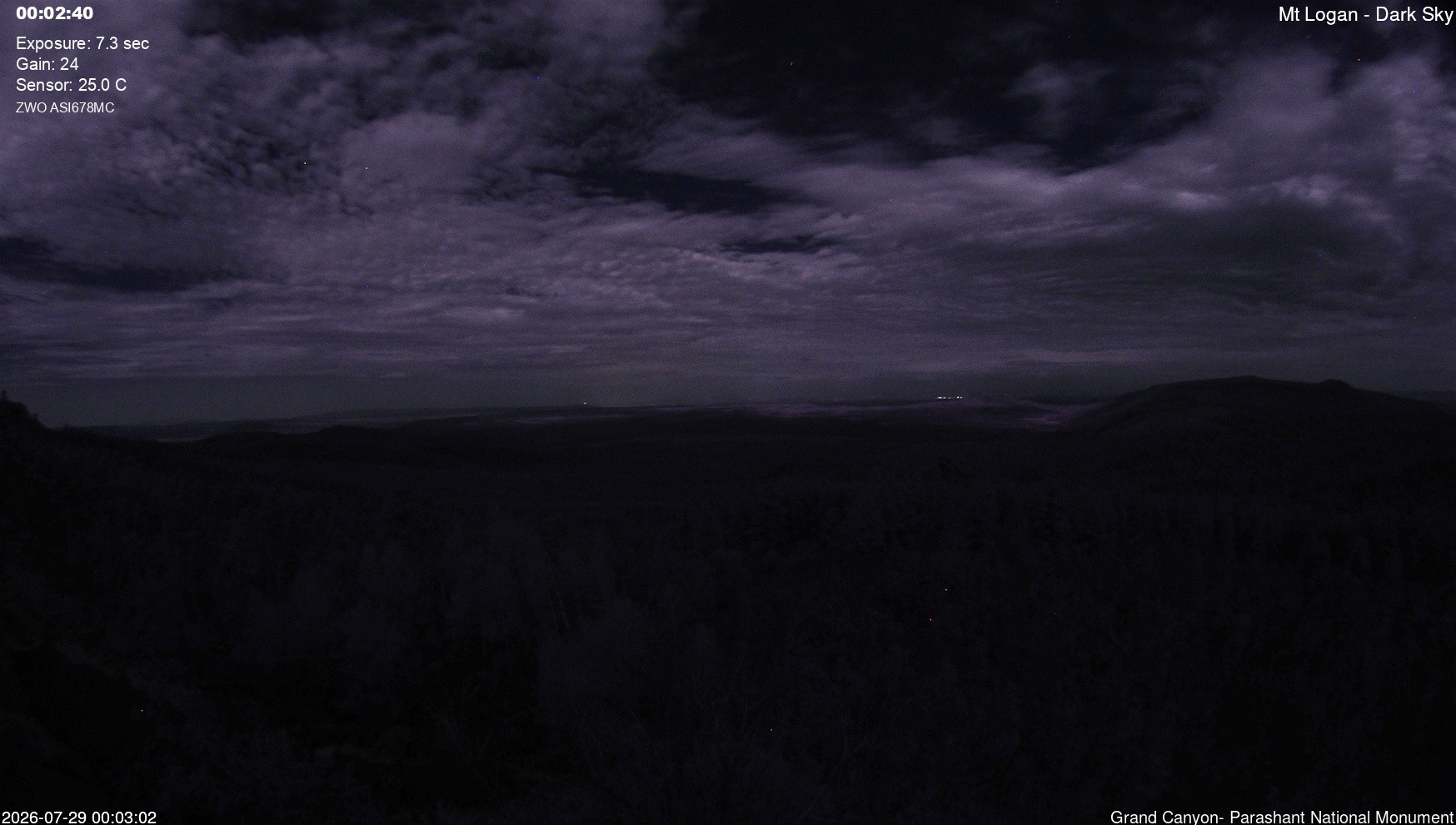 time-lapse frame, Mt Logan - Dark Sky webcam