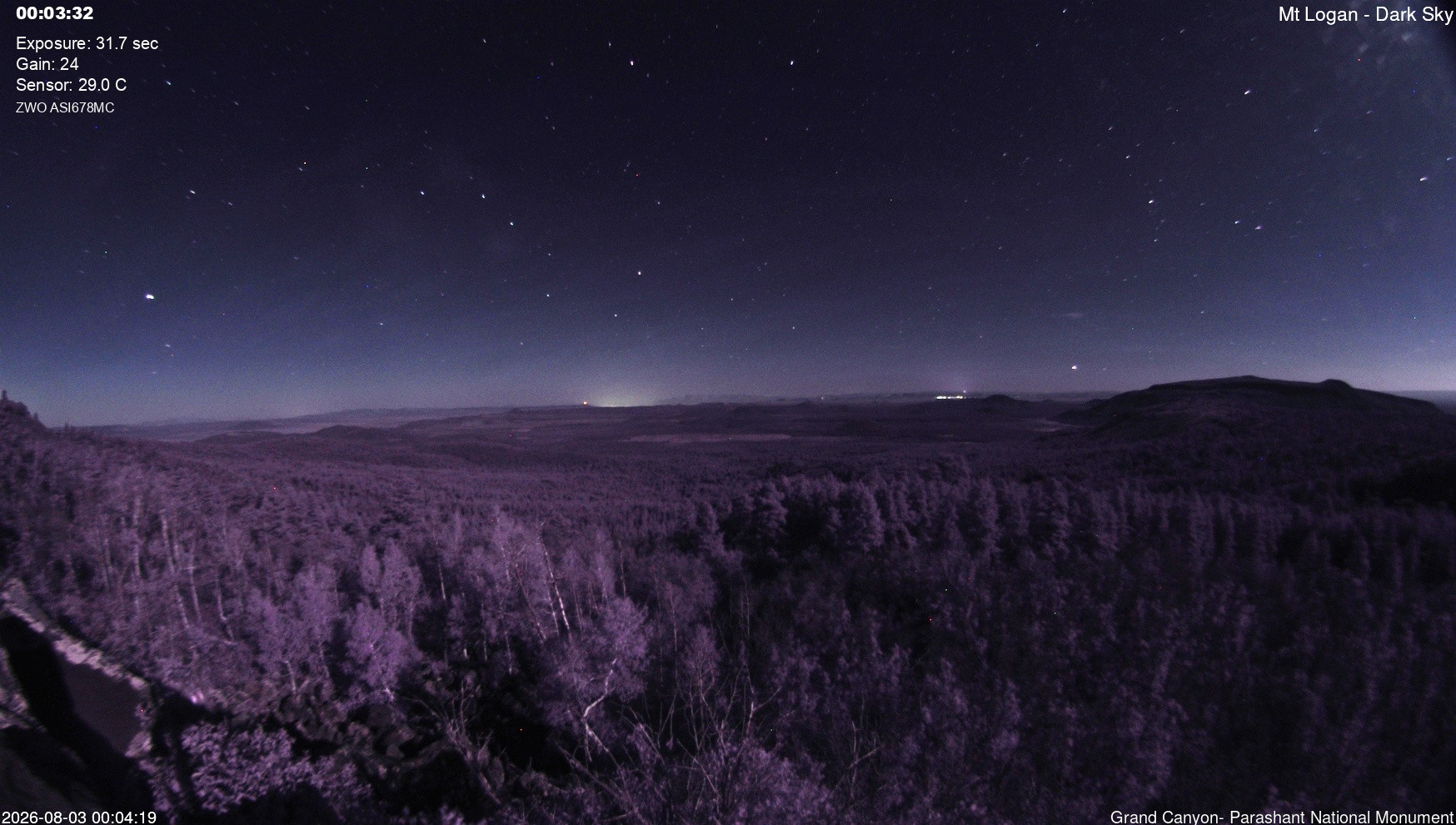 time-lapse frame, Mt Logan - Dark Sky webcam