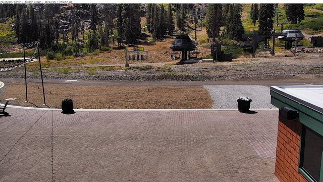 view from Palisades Tahoe Alpine Lodge Base Area on 2026-08-24