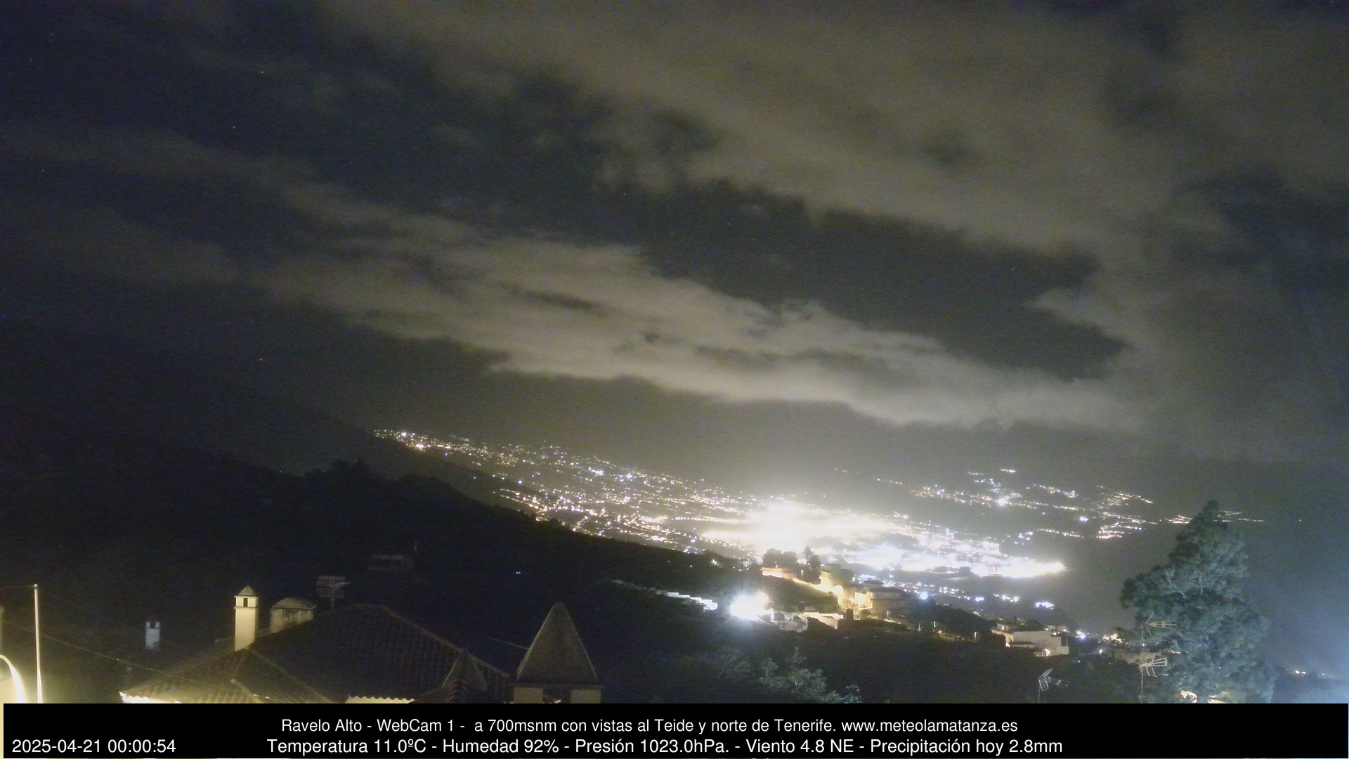 time-lapse frame, MeteoRavelo- Visión N de Tenerife webcam