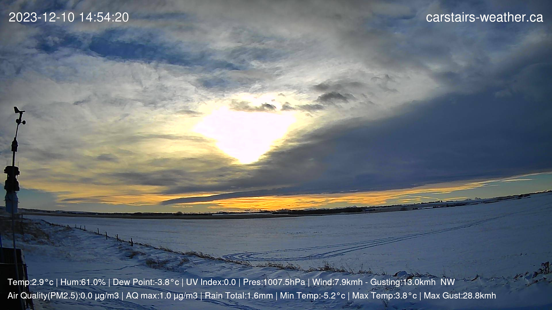 time-lapse frame, Dec 10 Sunset webcam