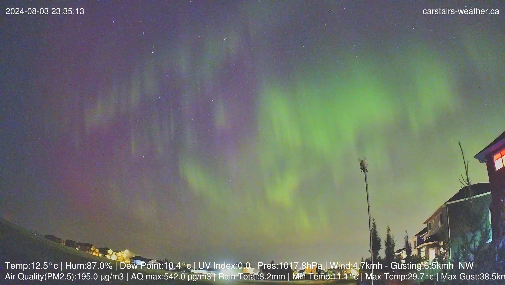 time-lapse frame, Aurora 3 August webcam